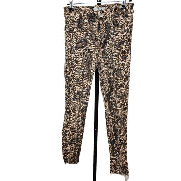 Free People We The Free Womens High Waist Denim Leggings Snake Skin Size 26 - Picture 2 of 11